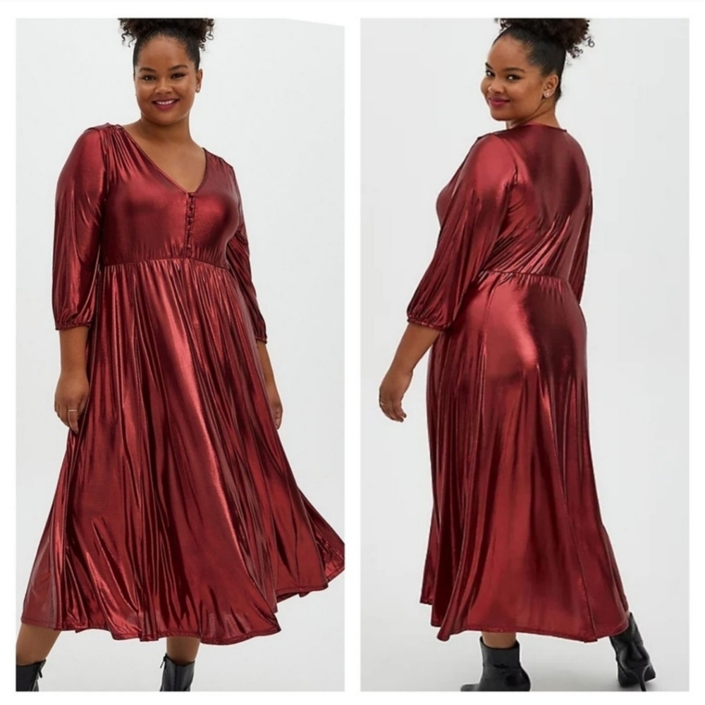 Red Liquid Knit Tea Length Dress by Torrid Sz 5